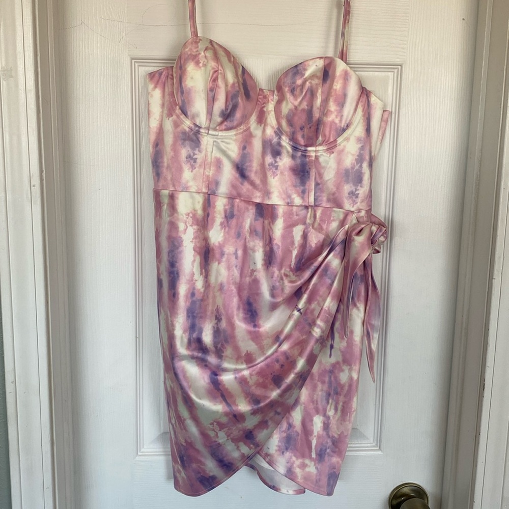 Michael Costello. Medium pink and purple mini dress